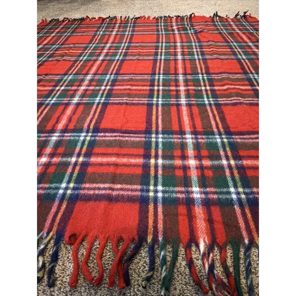 Vintage William Ayres Tartan Plaid Blanket Philadelphia Fine Wool Blend 50 X60